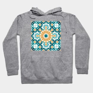 Moroccan Zellige artwork in Green and Gold Hoodie